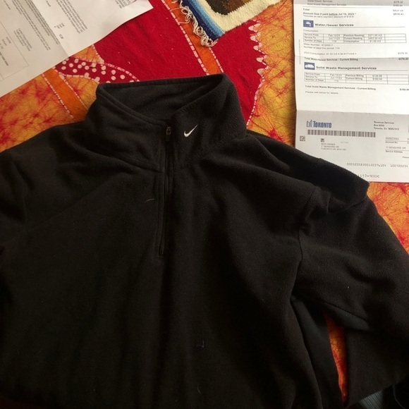 VINTAGE Nike Check Swoosh Mockneck Sweater Jacket Large Black - Picture 1 of 7